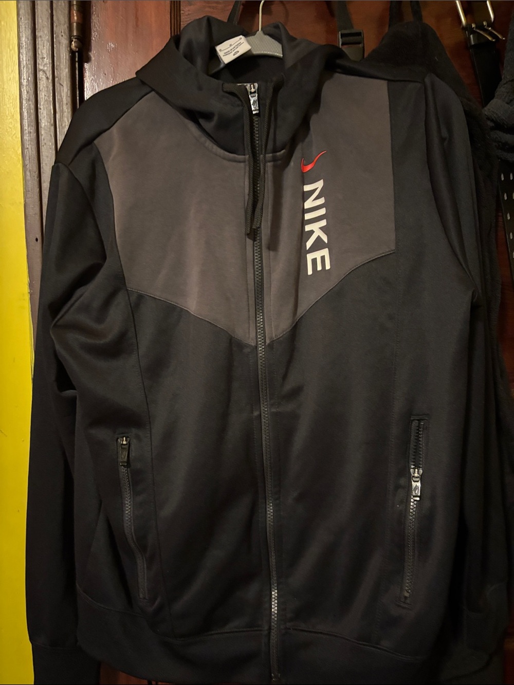 Nike Black and Dark Gray Hooded Performance Jacket